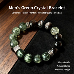 Men's Multi-Green Crystal Bracelet - product detail 7
