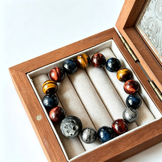 Men's Triple Tiger Eye & Meteorite Bracelet - main product image