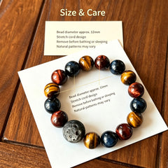 Men's Triple Tiger Eye & Meteorite Bracelet - product detail 4