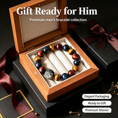 Men's Triple Tiger Eye & Meteorite Bracelet - product detail 7
