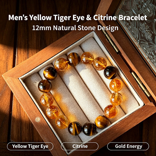 Men's Yellow Tiger Eye & Citrine Bracelet - main product image
