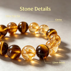 Men's Yellow Tiger Eye & Citrine Bracelet - product detail 1