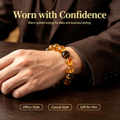 Men's Yellow Tiger Eye & Citrine Bracelet - product detail 2