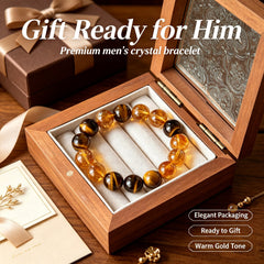 Men's Yellow Tiger Eye & Citrine Bracelet - product detail 3