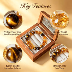 Men's Yellow Tiger Eye & Citrine Bracelet - product detail 4