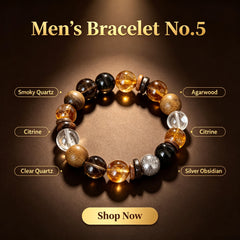 Men's Smoky Quartz, Agarwood & Citrine Bracelet - product detail 1