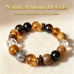 Men's Smoky Quartz, Agarwood & Citrine Bracelet - product detail 2