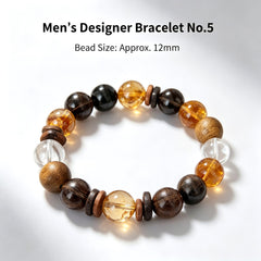Men's Smoky Quartz, Agarwood & Citrine Bracelet - product detail 4