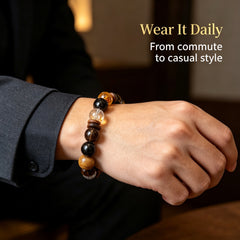 Men's Smoky Quartz, Agarwood & Citrine Bracelet - product detail 5