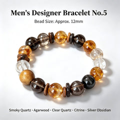 Men's Smoky Quartz, Agarwood & Citrine Bracelet - product detail 11