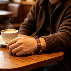 Men's Red Tiger Eye & Citrine Bracelet - product detail 1