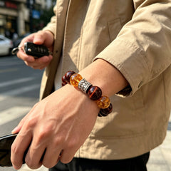Men's Red Tiger Eye & Citrine Bracelet - product detail 2