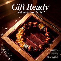 Men's Red Tiger Eye & Citrine Bracelet - product detail 4