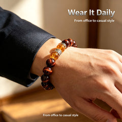 Men's Red Tiger Eye & Citrine Bracelet - product detail 5