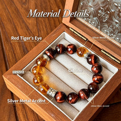 Men's Red Tiger Eye & Citrine Bracelet - product detail 6