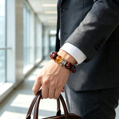 Men's Red Tiger Eye & Citrine Bracelet - product detail 7