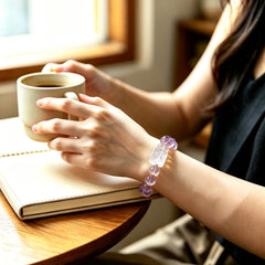 Amethyst & Clear Quartz Clarity Bracelet - lifestyle view 2