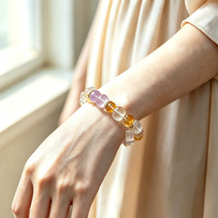 Amethyst, Citrine & Clear Quartz Bracelet - lifestyle view 1