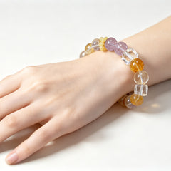 Amethyst, Citrine & Clear Quartz Bracelet - lifestyle view 4