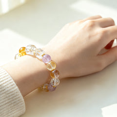 Amethyst, Citrine & Clear Quartz Bracelet - lifestyle view 5
