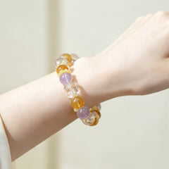 Amethyst, Citrine & Clear Quartz Bracelet - lifestyle view 7