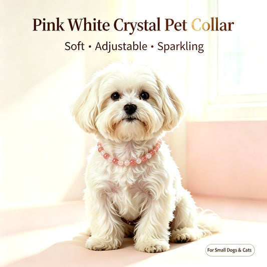 Rose Quartz & Clear Quartz Pet Collar - main product image