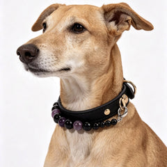 Amethyst & Obsidian Crystal Dog Collar - product detail 1