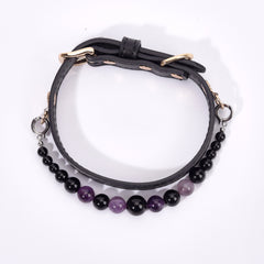 Amethyst & Obsidian Crystal Dog Collar - product detail 2