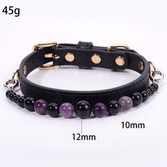 Amethyst & Obsidian Crystal Dog Collar - product detail 4