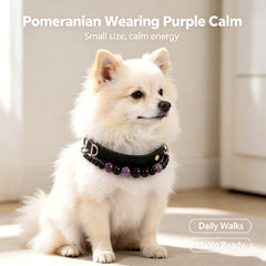 Amethyst & Obsidian Crystal Dog Collar - product detail 9