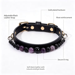 Amethyst & Obsidian Crystal Dog Collar - product detail 12