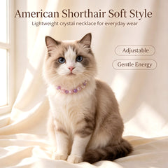 Rose Quartz & Amethyst Crystal Cat Collar - product detail 3