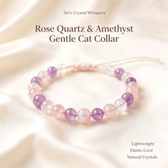 Rose Quartz & Amethyst Crystal Cat Collar - product detail 5
