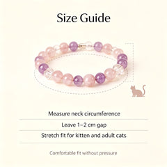 Rose Quartz & Amethyst Crystal Cat Collar - product detail 7
